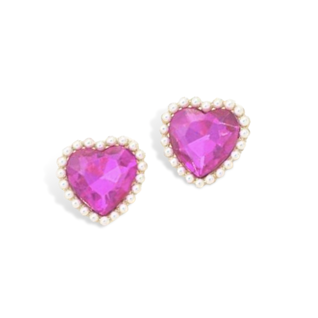 Clear Acrylic Stud Earrings With Pink Crystal Rhinestones – Lara